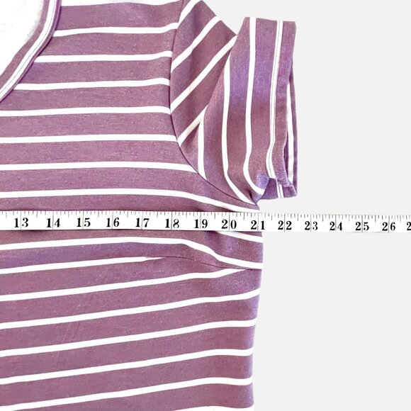 Womens 32 Degrees Cool Dress w/ Pockets Comfy Striped Short Sleeve V-Neck Sz L - Picture 11 of 14